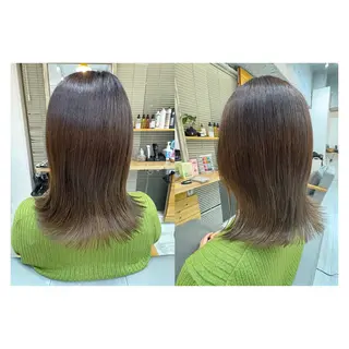 ミディアム レイヤーカット・ 縮毛矯正 星野のヘアスタイル