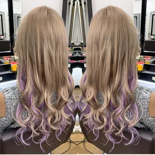 ロング 奥本 侑 ハイトーン、髪質改善のヘアスタイル