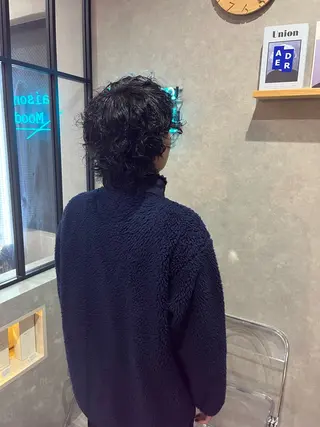 ミディアム パーマ メンズ 長谷川 湧のヘアスタイル