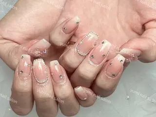 ネイル Shineジェル& チップ長さだしのネイルデザイン