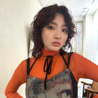 ミディアム カラー パーマ MINX/ボブ/ レイヤー/田中元翔のヘアスタイル