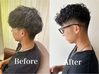 パーマ メンズ 増渕 駿介のヘアスタイル