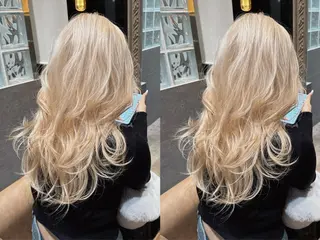 ロング ハイトーン/韓国 ヘア/RINAのヘアスタイル