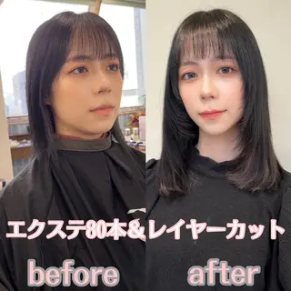 ミディアム カラー MOE🐈‍⬛🎀 エクステ/ワンホンのヘアスタイル