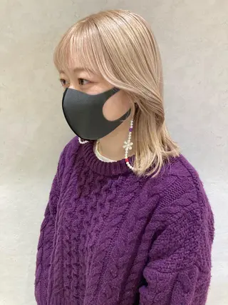 ミディアム カラー nono/パーマ /顔まわりカット🐈のヘアスタイル