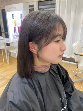 ミディアム カラー 韓国風/レイヤー/ 長谷七海のヘアスタイル