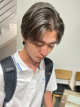 ショート カラー メンズ スパイラルパーマ 🌐hina⭐️のヘアスタイル