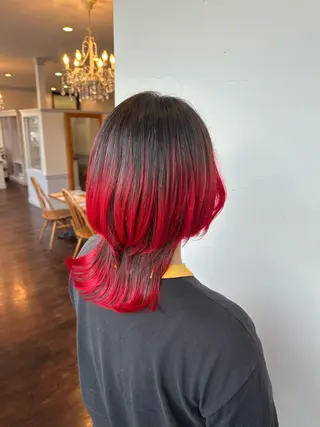 ミディアム カラー 堀 菜々花のヘアスタイル