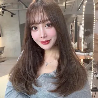 ロング 岡田準希/韓国/透明 感カラー/美髪矯正のヘアスタイル