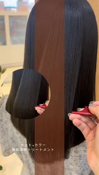 ミディアム カラー 艶質改善/縮毛矯正 ササキナツミのヘアスタイル