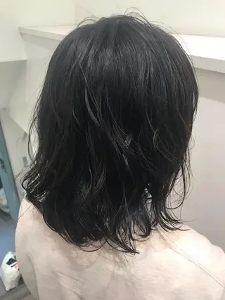 ミディアム パーマ 渋谷ブリーチカラー 韓国ヘアyuikoのヘアスタイル