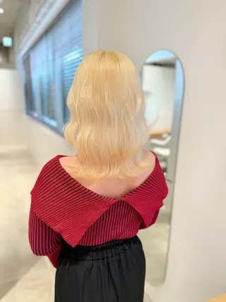 ミディアム カラー ヘアアレンジ 💕ブリーチカラー☁ 髪質改善💖サワのヘアスタイル