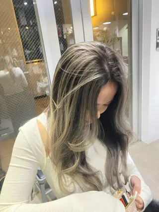 ロング 山影✨バレイヤージュ ハイライト✨メンズ◎のヘアスタイル