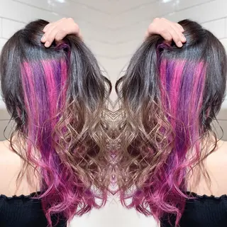 セミロング カラー ヘアアレンジ 髪質改善×ハイトーン 中田啄也のヘアスタイル