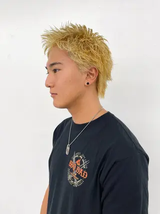 カラー メンズ スパイキーパーマ 柏NO1 藤本葉のヘアスタイル
