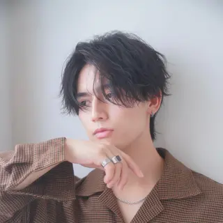 ミディアム パーマ メンズ レディースモデル 募集中/下村迅のヘアスタイル