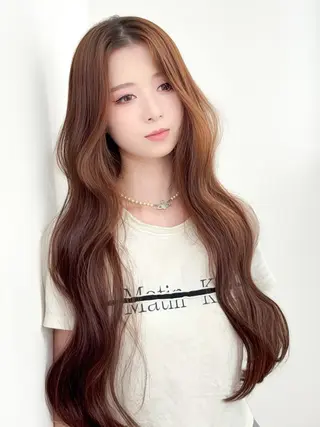 ロング カラー 韓国ヘア/レイヤー/ 顔まわり足立遥奈のヘアスタイル