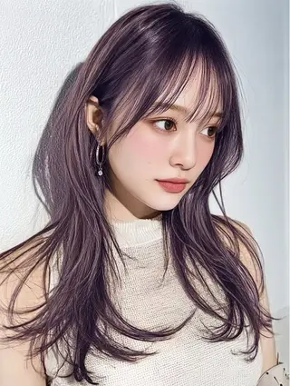 ロング カラー おかもと あやのヘアスタイル