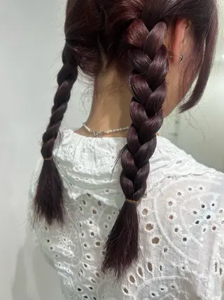 セミロング カラー 愛結 暖色カラー🎀🩰のヘアスタイル