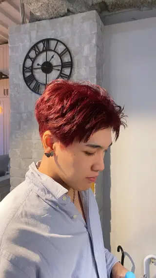 カラー メンズ 🎀ボブカット🤍 💙韓国風パーマみくのヘアスタイル