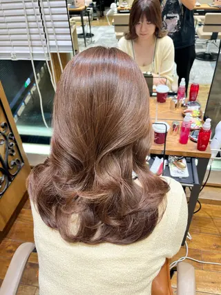 セミロング 顔まわりカット 前髪カット安井楽人のヘアスタイル