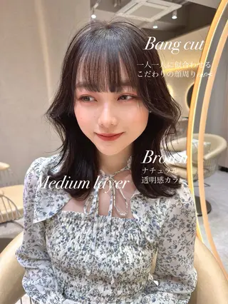 ミディアム ❤️ブリーチなし💚 ダブルカラー平野実花のヘアスタイル