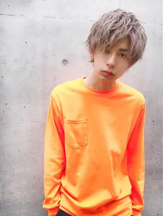 ショート カラー パーマ メンズ ベージュグレージュ 💕しゅーじ💕のヘアスタイル