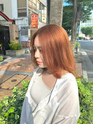 ミディアム カラー 髪質改善/縮毛矯正 /美髪カラー/こてのヘアスタイル