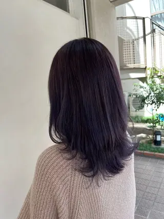 ミディアム カラー 艶髪ブリーチ/レイヤ ー/竹本幸希のヘアスタイル