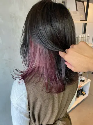 ミディアム カラー ヘアアレンジ 切りっぱなしボブ/ デザインカラー店長のヘアスタイル