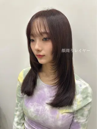 セミロング カラー 🍓韓国ヘア レイヤ ーカット🍓笠原 葵のヘアスタイル