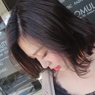 カラー パーマ ヘアアレンジ ミディアム 顔まわりデザイン🌿 ふじこのヘアスタイル