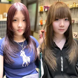 ロング カラー ✨縮毛矯正　韓国ヘア レイヤー✨大濱快斗のヘアスタイル