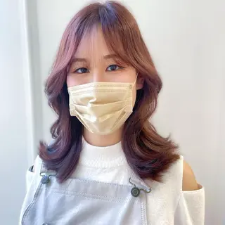 セミロング カラー 韓国レイヤーカット/ ダブルカラーのヘアスタイル