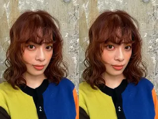 カラー ニュアンスパーマ 曲がる縮毛矯正　爲石のヘアスタイル