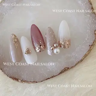 ネイル リボン、ガーリー パーツ放題専門店のネイルデザイン