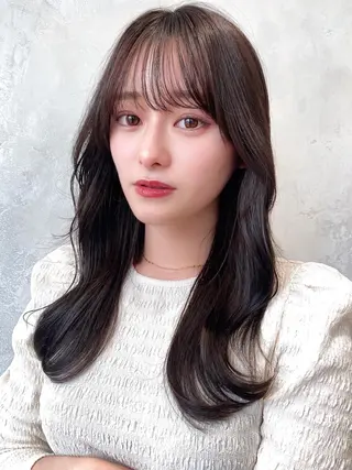 セミロング カラー 顔周り/くびれヘア 韓国ヘア💕風間るなのヘアスタイル