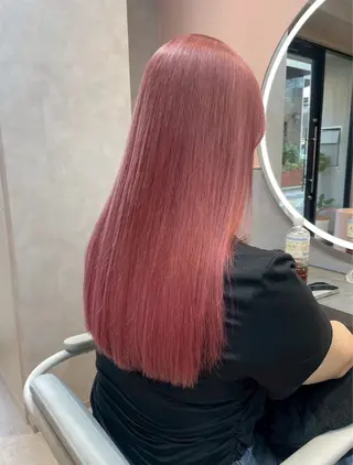 ロング カラー 博多ブリーチ× 透明感/縮毛矯正のヘアスタイル