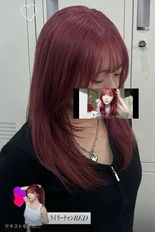 ミディアム カラー 喜友名 ウララのヘアスタイル