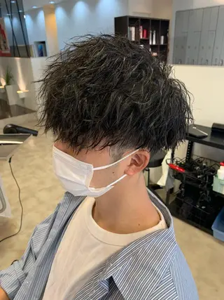 ミディアム メンズパーマ/難波/ 心斎橋　室園亮佑のヘアスタイル