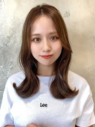 セミロング カラー 顔周り/くびれヘア 韓国ヘア💕風間るなのヘアスタイル