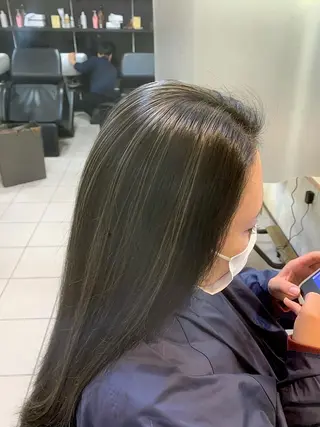 ロング 髪質改善ストレート/ ブリーチ／渋谷　福田のヘアスタイル