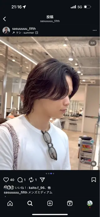 ミディアム パーマ メンズ fifth / 六反穂 龍介のヘアスタイル