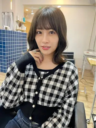 ミディアム カラー オリーブカラー 特化　　kaiのヘアスタイル