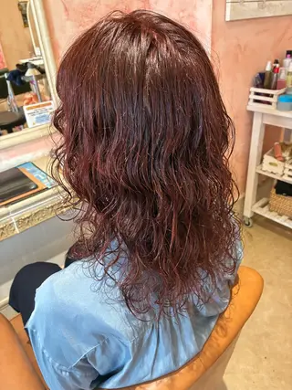 ミディアム カラー パーマ 大山 拓美のヘアスタイル