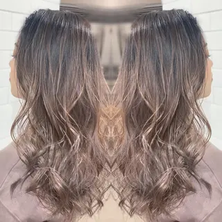 ミディアム カラー ヘアアレンジ 髪質改善×ハイトーン 中田啄也のヘアスタイル