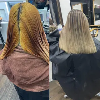 ミディアム カラー ヒカ/外国人風 デザインカラーのヘアスタイル