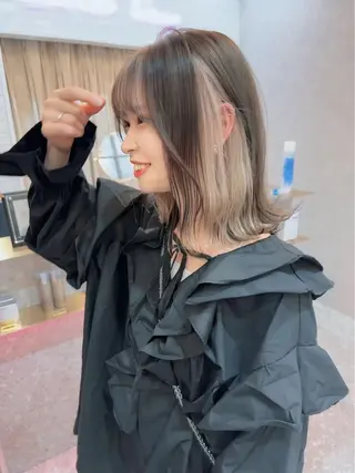 ミディアム カラー ケアブリーチ 韓国レイヤーKYONのヘアスタイル