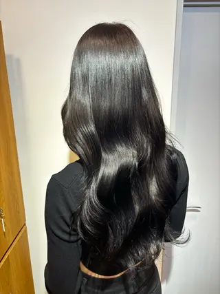ロング シオン/艶髪/ グレージュカラーのヘアスタイル