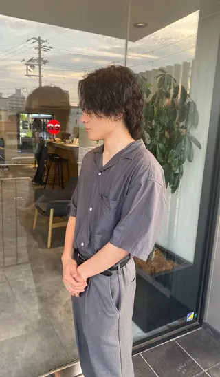 ミディアム パーマ 山﨑 大暉/ダブルカラー✨のヘアスタイル